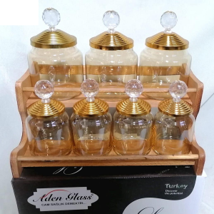 7 Pots A Épices Verre Transparent Avec Support Pour Épices , Thé , Sucre , Café …