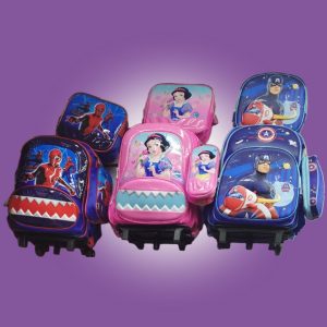 Cartable à Roulettes + Trousse + Sac Goûter 6-12 Ans