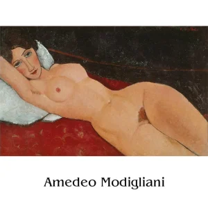Affiche Art Amedeo Modigliani Liegender Frauenakt auf weißem Kissen 50x40cm