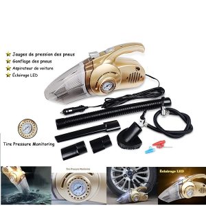 Aspirateur voiture 4 en 1 : torche, gonfleur, jauge, aspirateur
