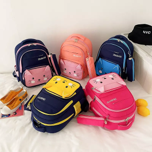 Sac à Dos Cartable Primaire avec Trousse Motif Chat 37x29cm