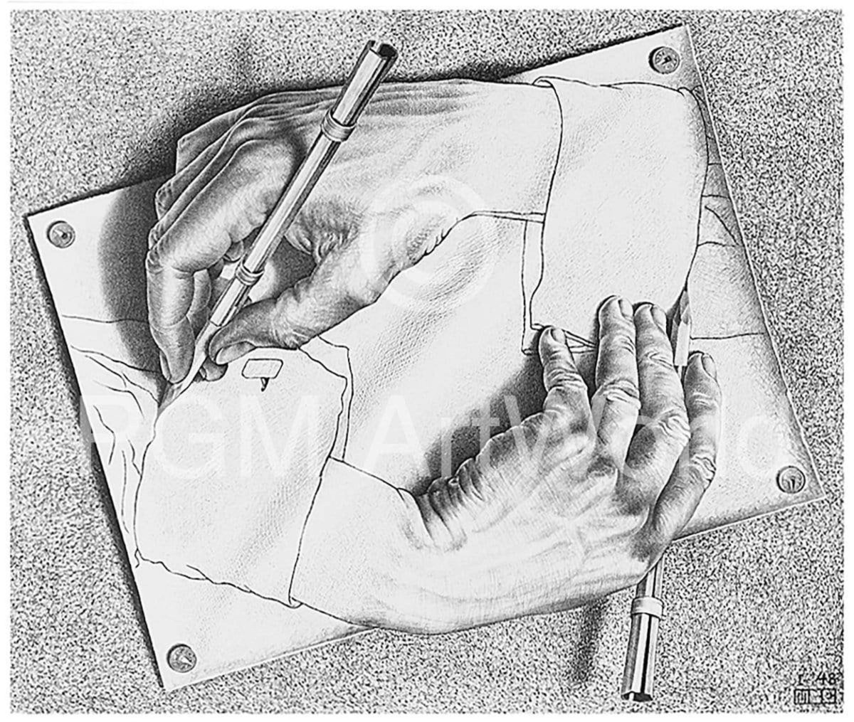 Affiche Art M. C. Escher - Zeichnen 65x55cm