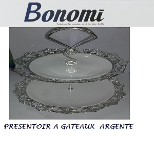 Présentoir à Gâteaux Argenté 2 Étages
