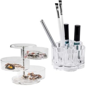 Range Bijoux Pivotant + Porte Maquillage Crayons & Pinceaux